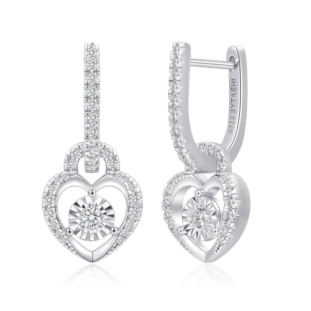 Sterling Silver Lab Grown Diamond Stud Earrings, Round Cut, Push Back